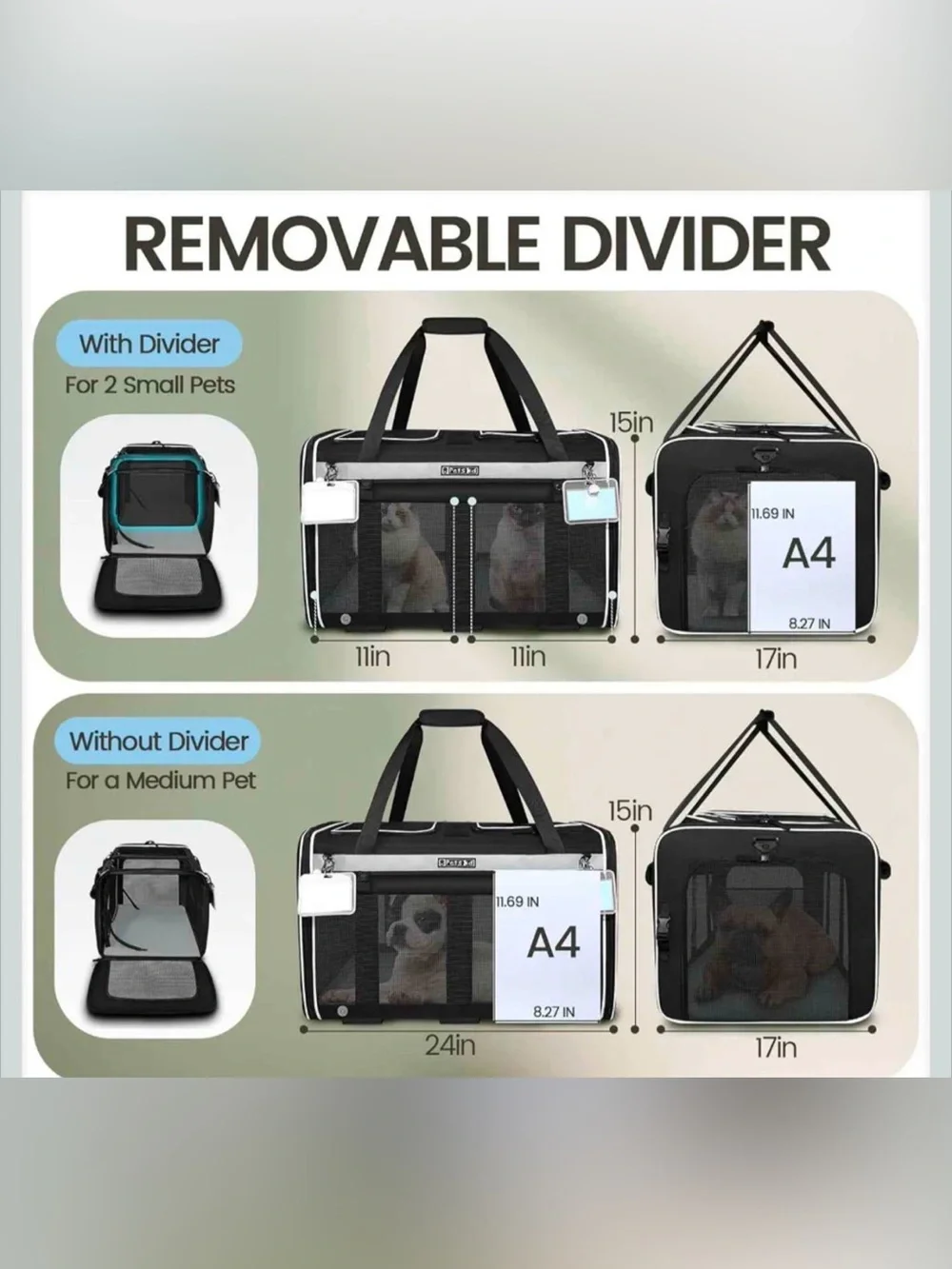 NEW Petskd Rolling Pet Carrier w/ Wheels